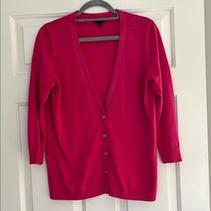 Talbots Pink Cardigan Sweater with Long Sleeves and V-Neck Design